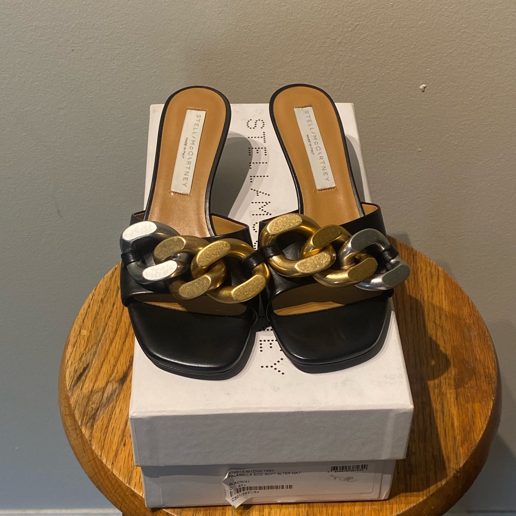 Stella Mccartney Falabella Sandal Gold And Silver Chain